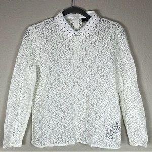 The Kooples white  see through lace blouse. Size 0